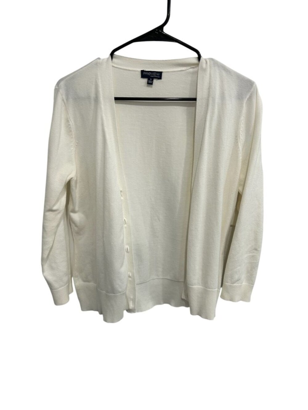Preview International Button Front Cardigan Sweater White Sz Small Essential